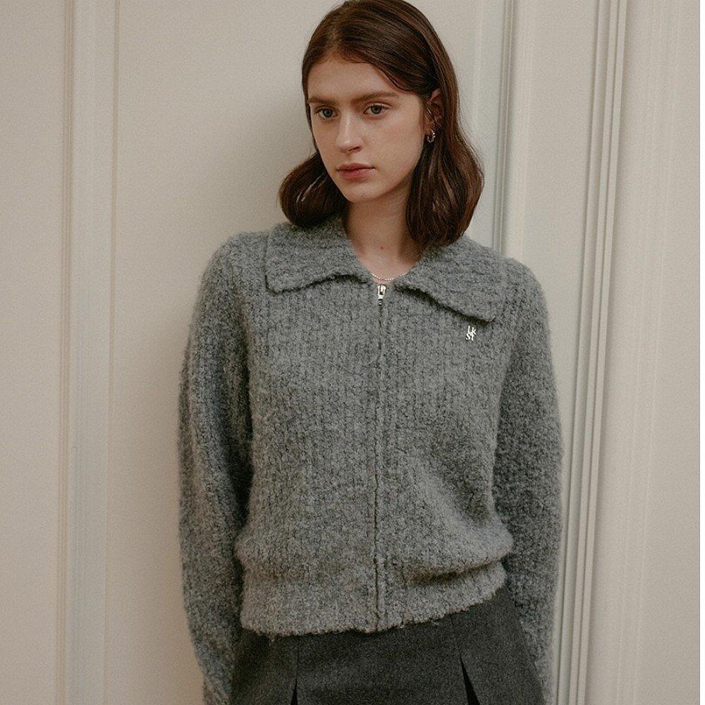 韩国直邮[LOOKAST]GREY ERICA WOOL KNIT CARDIGAN灰色羊毛针织衫-图2