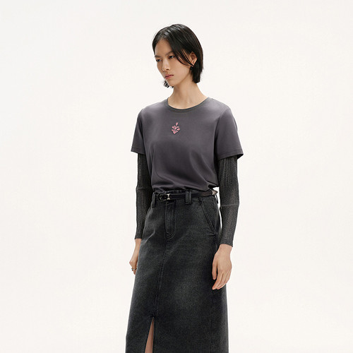 【播奥莱】播夏季假两件T恤女美式复古小衫BDS2YD2606 - 图0