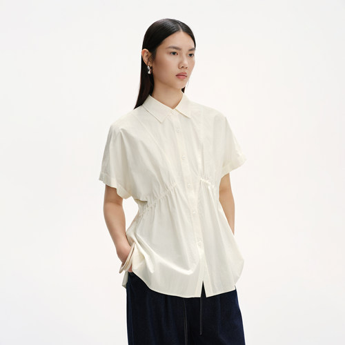 【播奥莱】播26夏新品短袖衬衫女宽松收腰气质上衣DDT2CD6003 - 图0