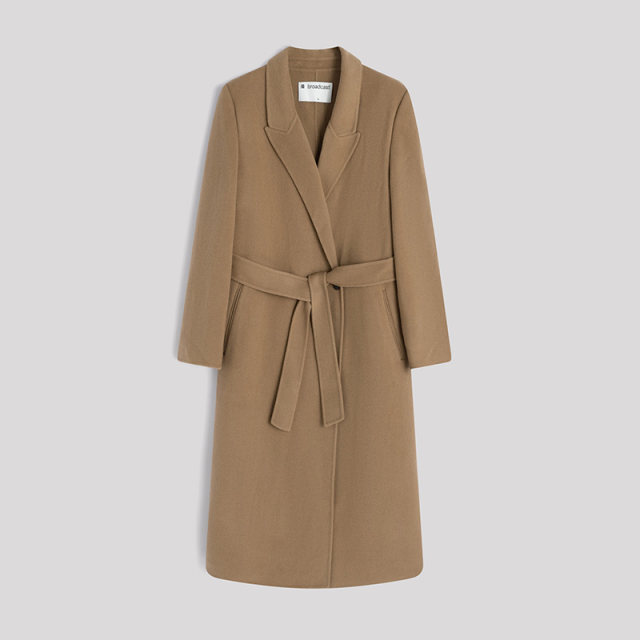 Broad lapel woolen coat autumn and winter new sheep wool mid-length commuter coat