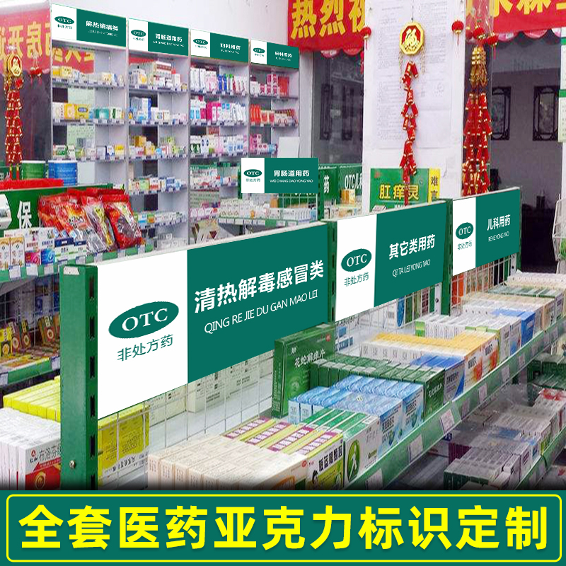 拆零专柜药店分类牌药品分类标签PVC塑料安全标识牌全套标签医院柜台药房药柜标识标志牌温馨提示贴牌可定制 - 图2