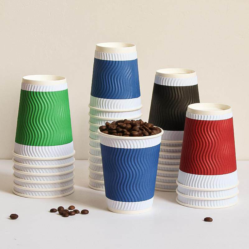 Disposable hot drink coffee cup thickened corrugated