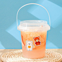 Net red 1000ml a barrel of fruit tea barrel cup disposable commercial barking barrel large capacity hand milk tea barrel cup