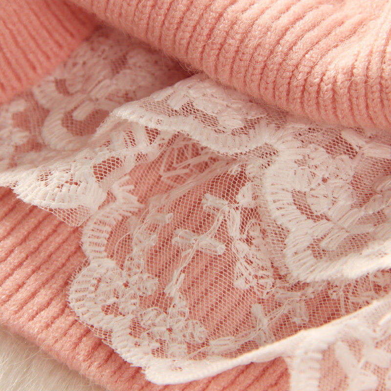 高端绣花蕾丝女洋气长袖内搭潮毛衣 温娴蕾丝衫/雪纺衫