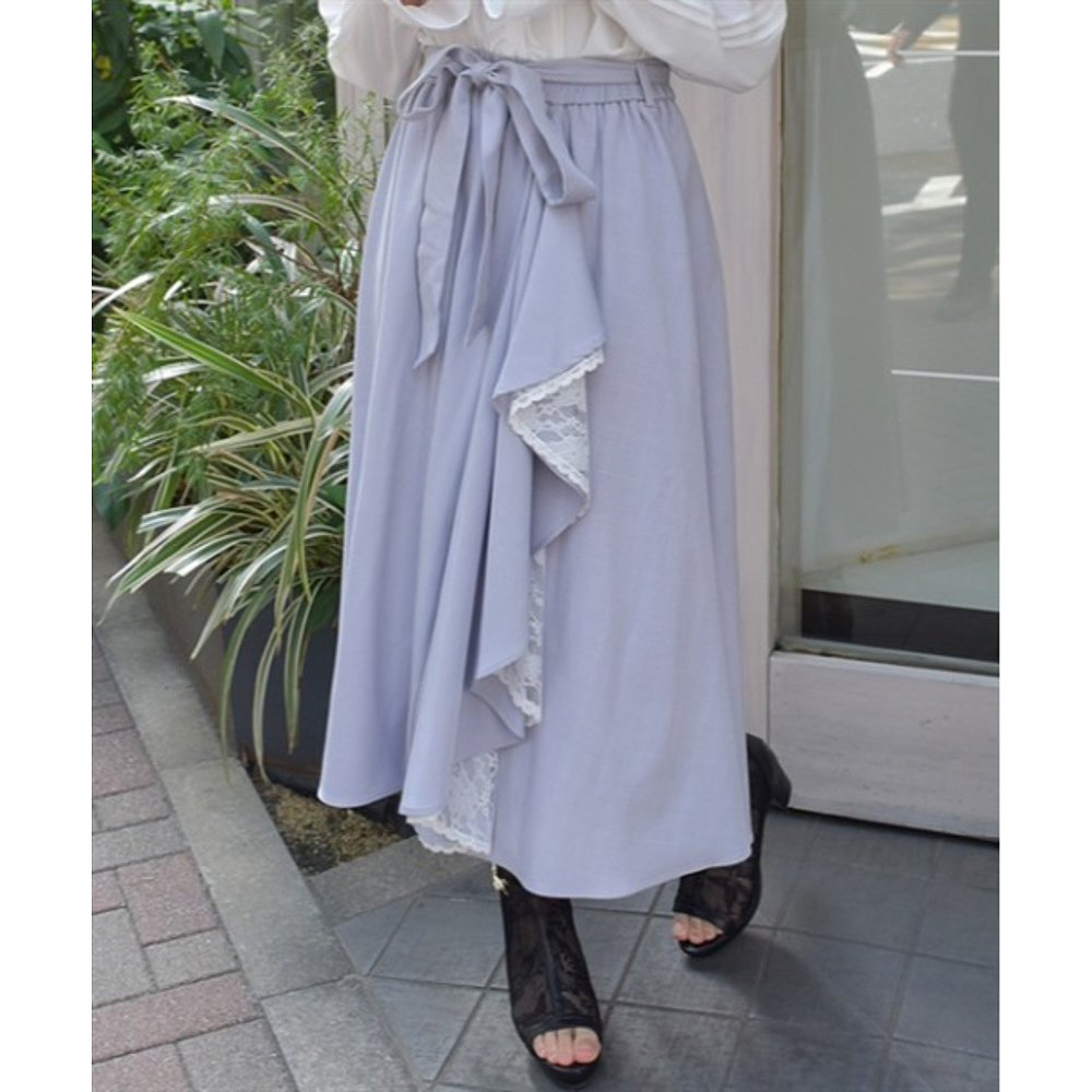 1h可退日本直邮axes femme女士格纹拼接荷叶边裙 CI285X116蕾丝-图2