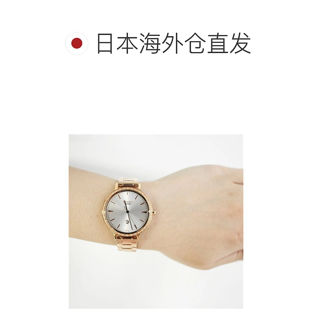 日潮跑腿CASIO SHEEN场景手表女士石英蓝宝石金属粉红金银色SHE-4 - 图1