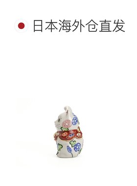 日本直邮九谷烧2号 牵牛花右手招财猫 摆件 吉祥护身符