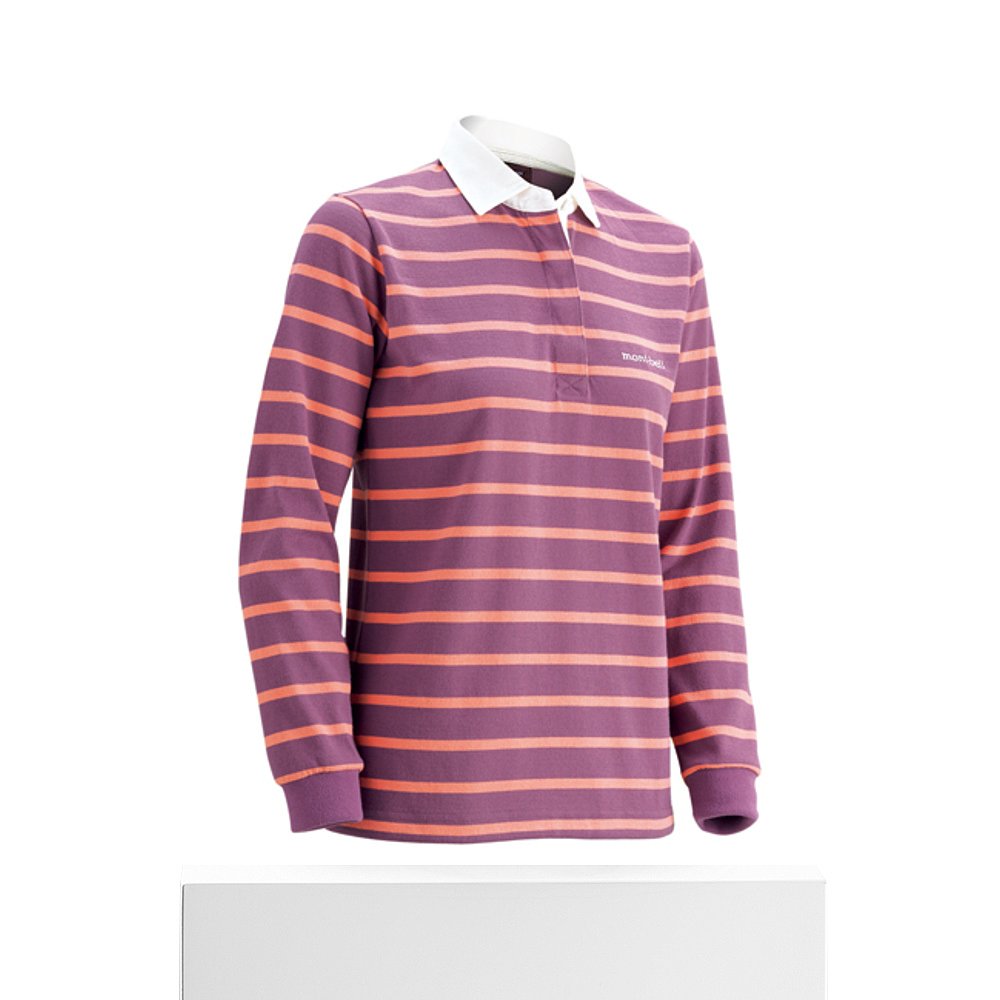 日潮跑腿Montbell蒙贝欧 WIC.Rugger 女款长袖条纹polo衫 ROWN S - 图3