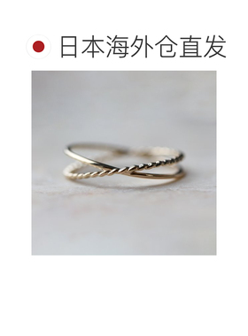 1h可退 日本直邮cui-cui K10YG 黄金 十字 戒指 可叠戴设计 75629