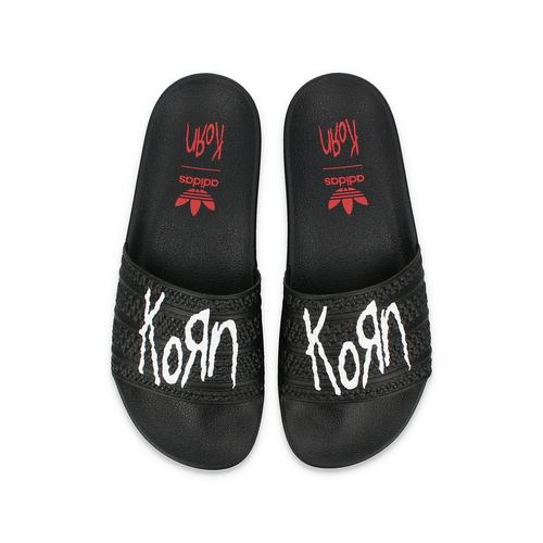 日本直邮adidas ADILETTE x KORN 男女士低帮运动鞋 CORE BLACK/F - 图0