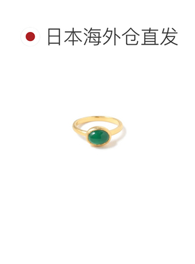 1h可退 日本直邮FRUITSJOLIE 女士绿色缟玛瑙戒指 24K镀金银925