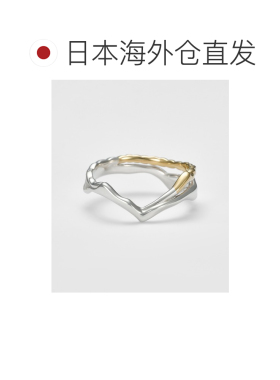 日本直邮agete 阿卡朵 女士银925金镀层波浪设计戒指 10261111057