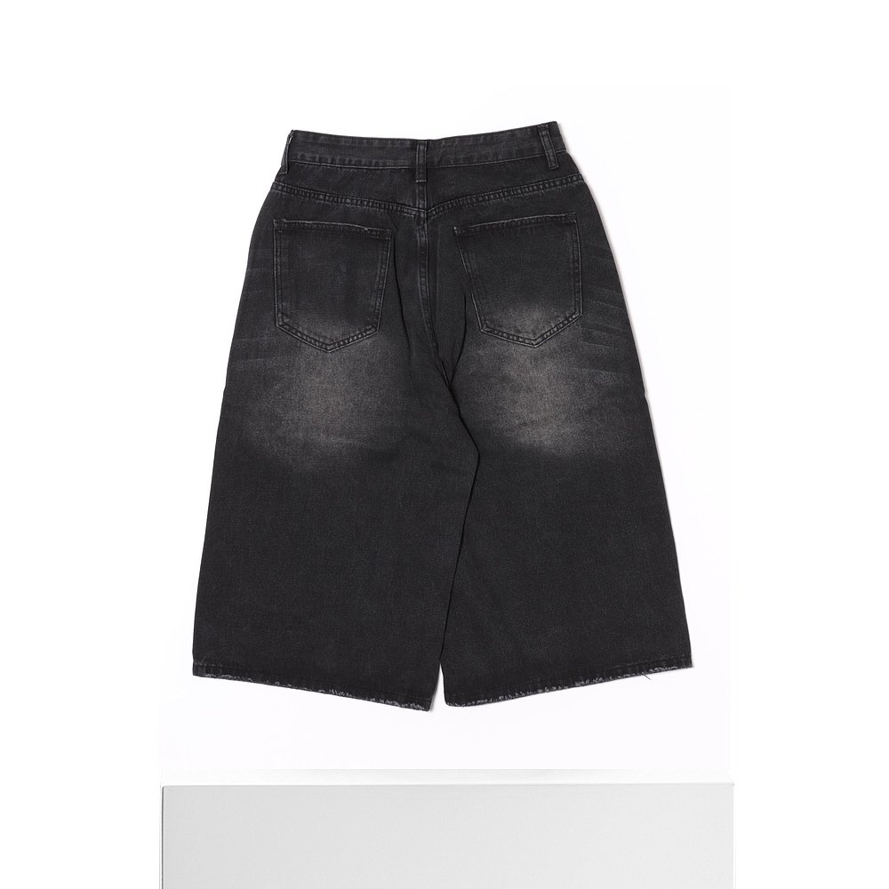 1h可退 日本直邮SPINNS 男女同款 宽松直筒 复古水洗牛仔短裤 膝 - 图3