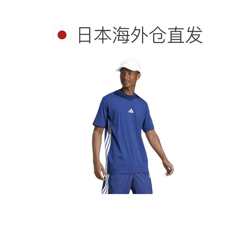 日本直邮adidas 男士Essentials三条纹单针织短袖T恤 [KTF02-JE63 - 图1