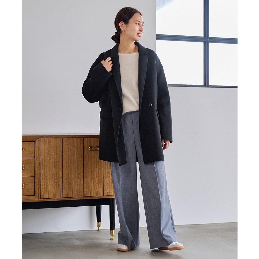 1h可退 日本直邮FRAMeWORK 女装 宽松H型 半羊毛质感 长款大衣 25 - 图2