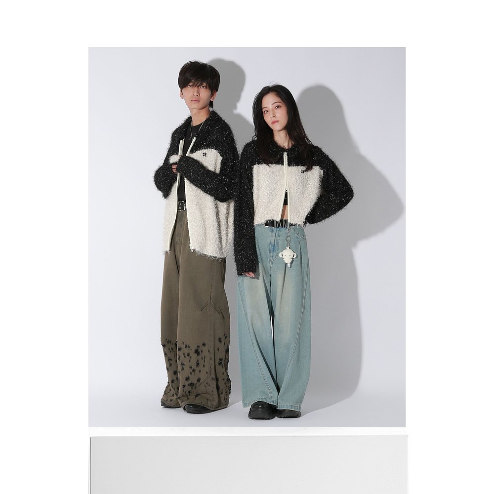 1h可退 Anui男女同款短款宽松羽感针织开衫 146897 - 图3