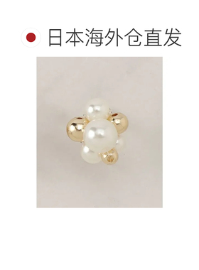 日本直邮grove 手套风格珍珠金属混搭耳环 金色007耳夹