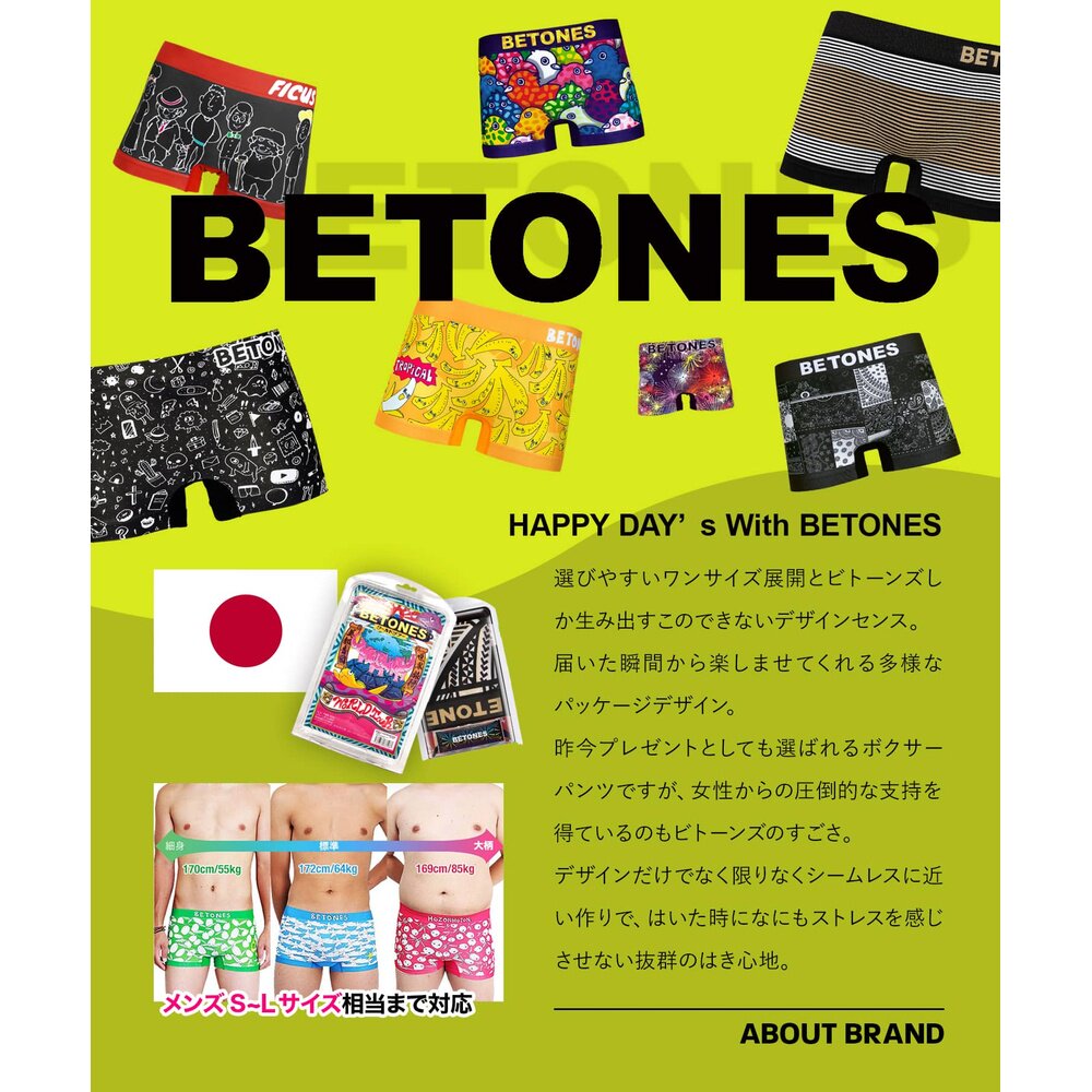 BETONES, direct mail from Japan, men's seamless, unlabeled, quick-drying, three-dimensional cut, animal print embellished boxer briefs