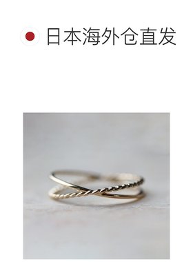 1h可退 日本直邮cui-cui K10YG 黄金 十字 戒指 可叠戴设计 75629