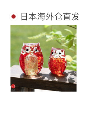 【日本直邮】ADERIA津轻比多罗手办 猫头鹰父母 梅菊 日本制 F797