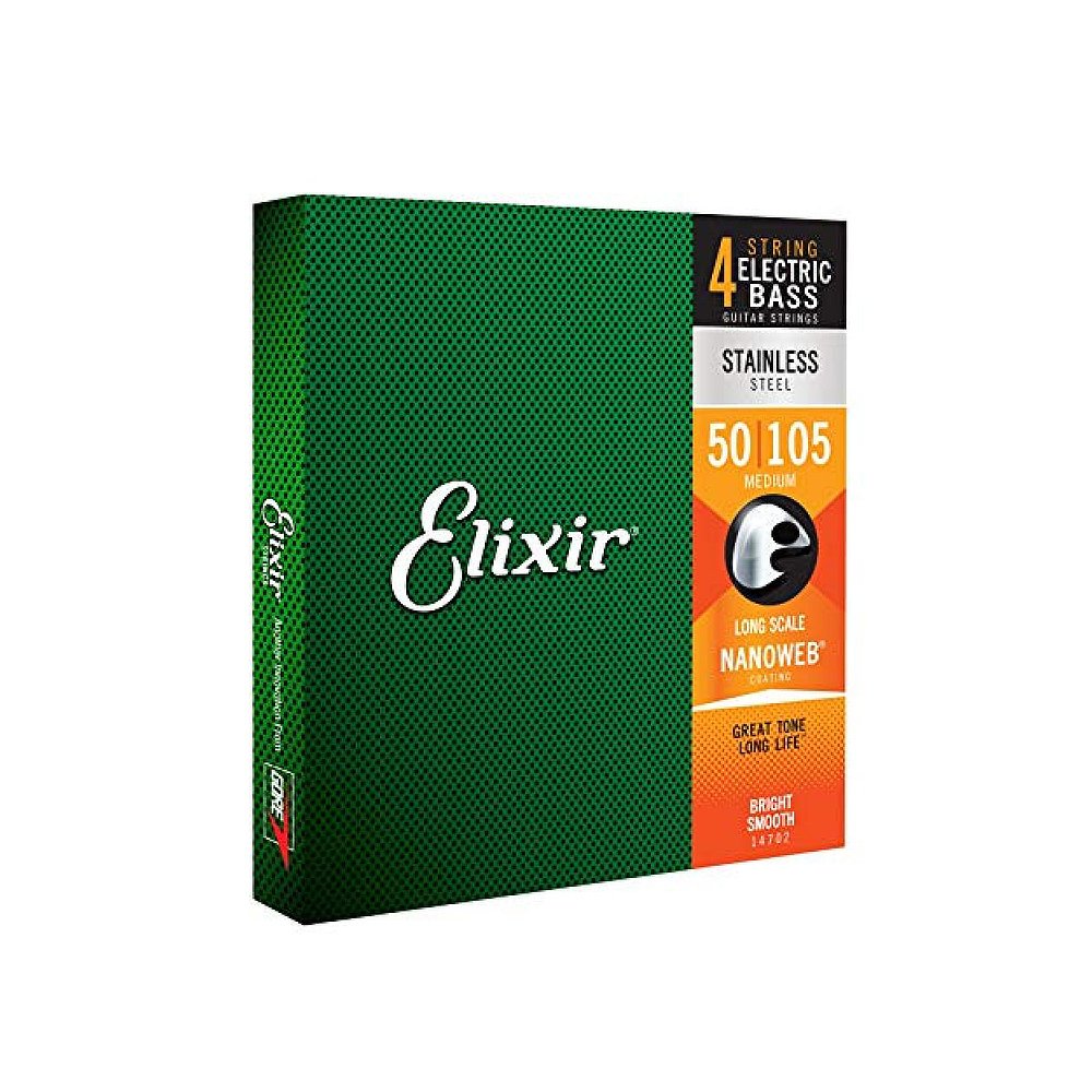 【日本直邮】Elixir贝斯弦NANOWEB不锈钢弦 长弦 Medium 050-105 - 图0
