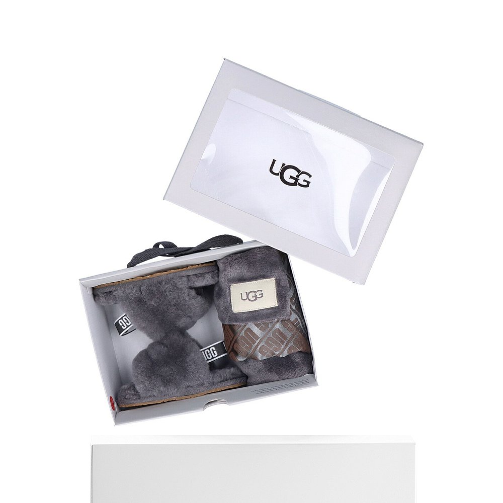 自营｜UGG 婴儿鞋和毛毯套装 1124941I CHARCOAL