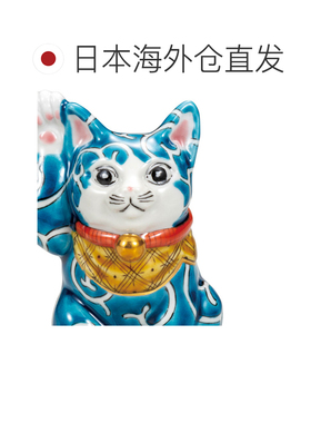 日本直邮九谷烧礼品包装No.4 彩色蔓藤花纹招财猫 佐藤武士摆件护