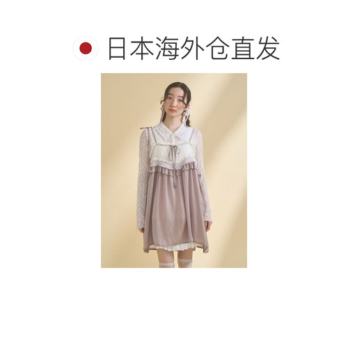 日本直邮merry jenny 女装 宽松缎面蝴蝶结吊带罩衫 2826104007 - 图1