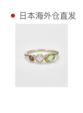 日本直邮agete 阿卡朵 女士天然石三色叠戴戒指（橄榄石/绿柱石/