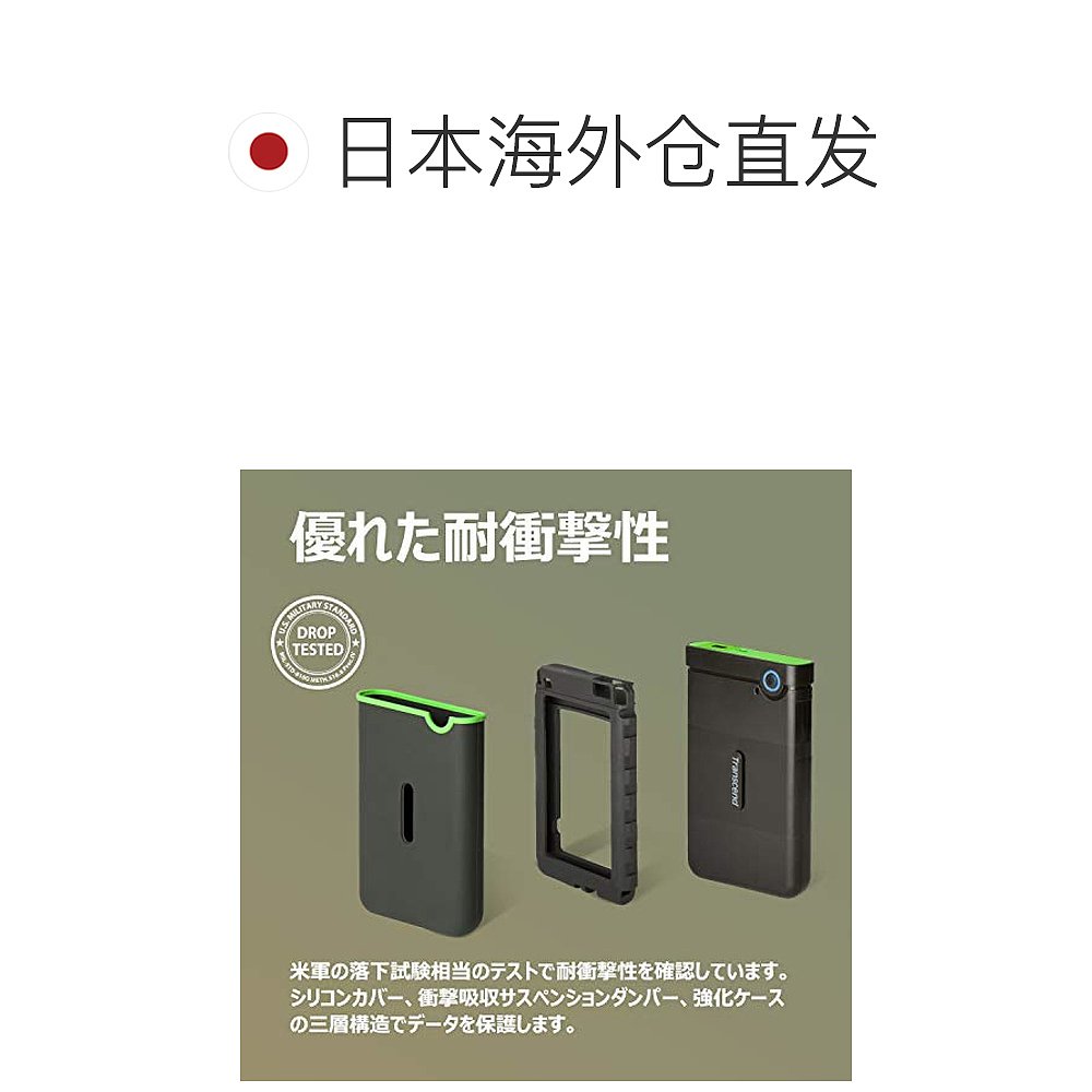 【日本直邮】创见 外置HDD4TB USB3.1Gen1 Type-C 耐冲击 TS4TSJ2 - 图1