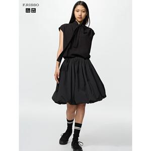 日潮跑腿UNIQLO优衣库 气球褶皱中长裙半身裙/女装四季新款487751
