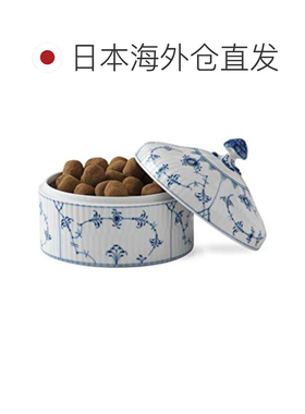 【日本直邮】ROYAL COPENHAGEN 蓝色素面圆形罐 1016758 白色13cm
