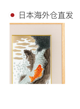 日本直邮九谷烧礼品包装陶瓷相框：鲤鱼攀瀑 福田义则陶瓷相框