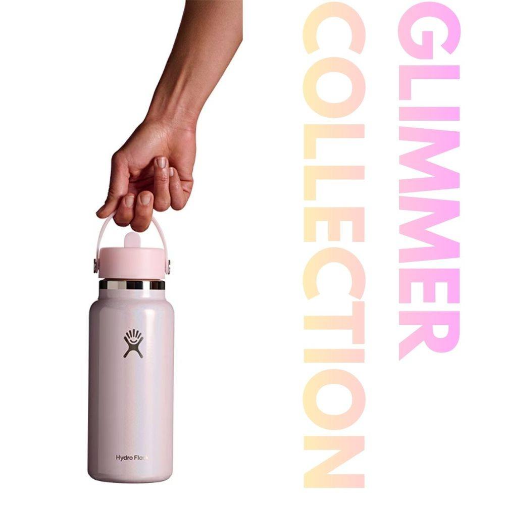 日本直邮Hydro Flask 32盎司宽口柔性吸管保温水瓶GLIMMER系列限8 - 图0