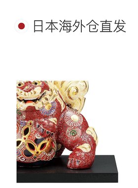日本直邮九谷烧5号狮子像（附底座）摆件吉祥符
