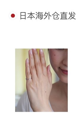 1h可退 日本直邮Canal 4℃ 女士K10白金镶钻小指戒指 精致线条交