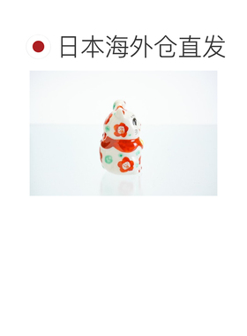 日本直邮九谷烧礼品包装No.2 招财猫 山茶花（左） 雕像 招财猫新
