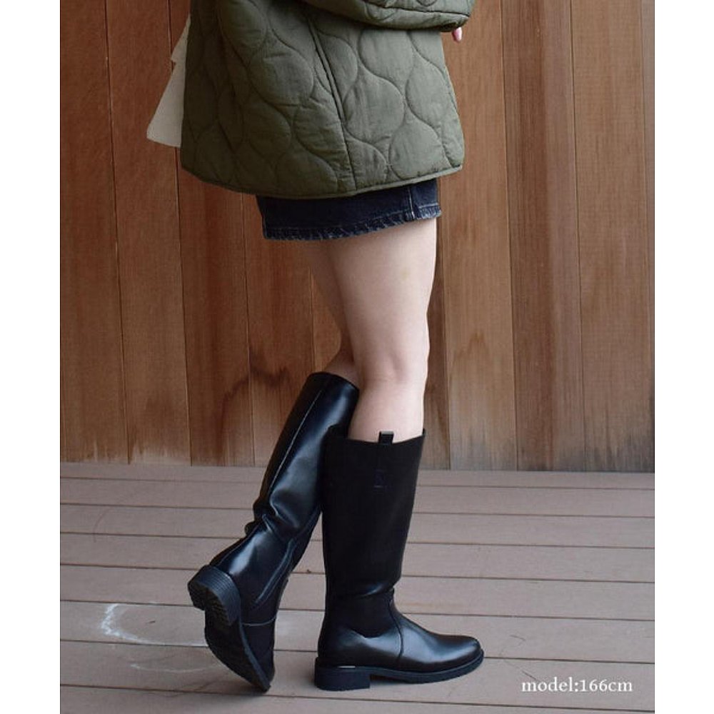 日本直邮TODOS女式侧拉链时尚简约长筒靴软跟粗跟低跟秋冬款柔软-图2