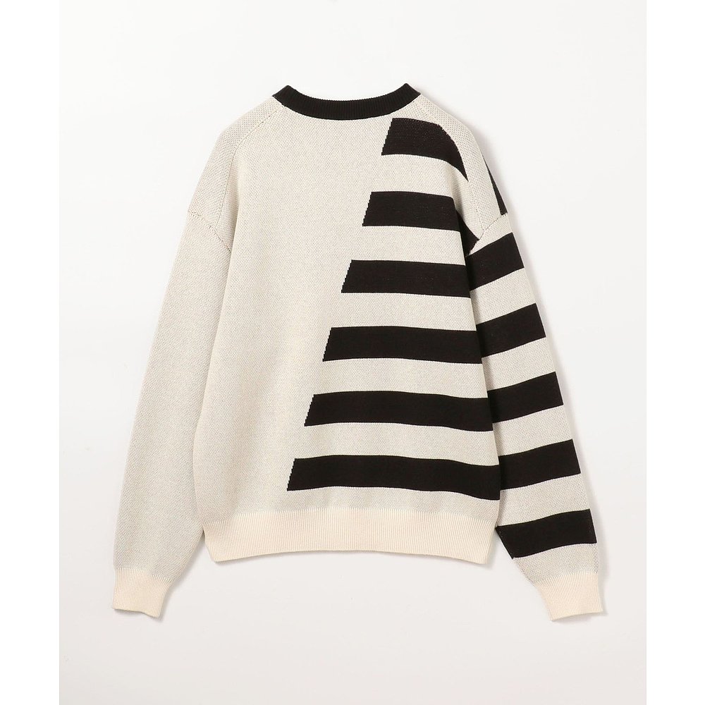 1h可退 日本直邮CABaN 男士棉羊绒条纹刺绣圆领毛衣 59024402009 - 图2