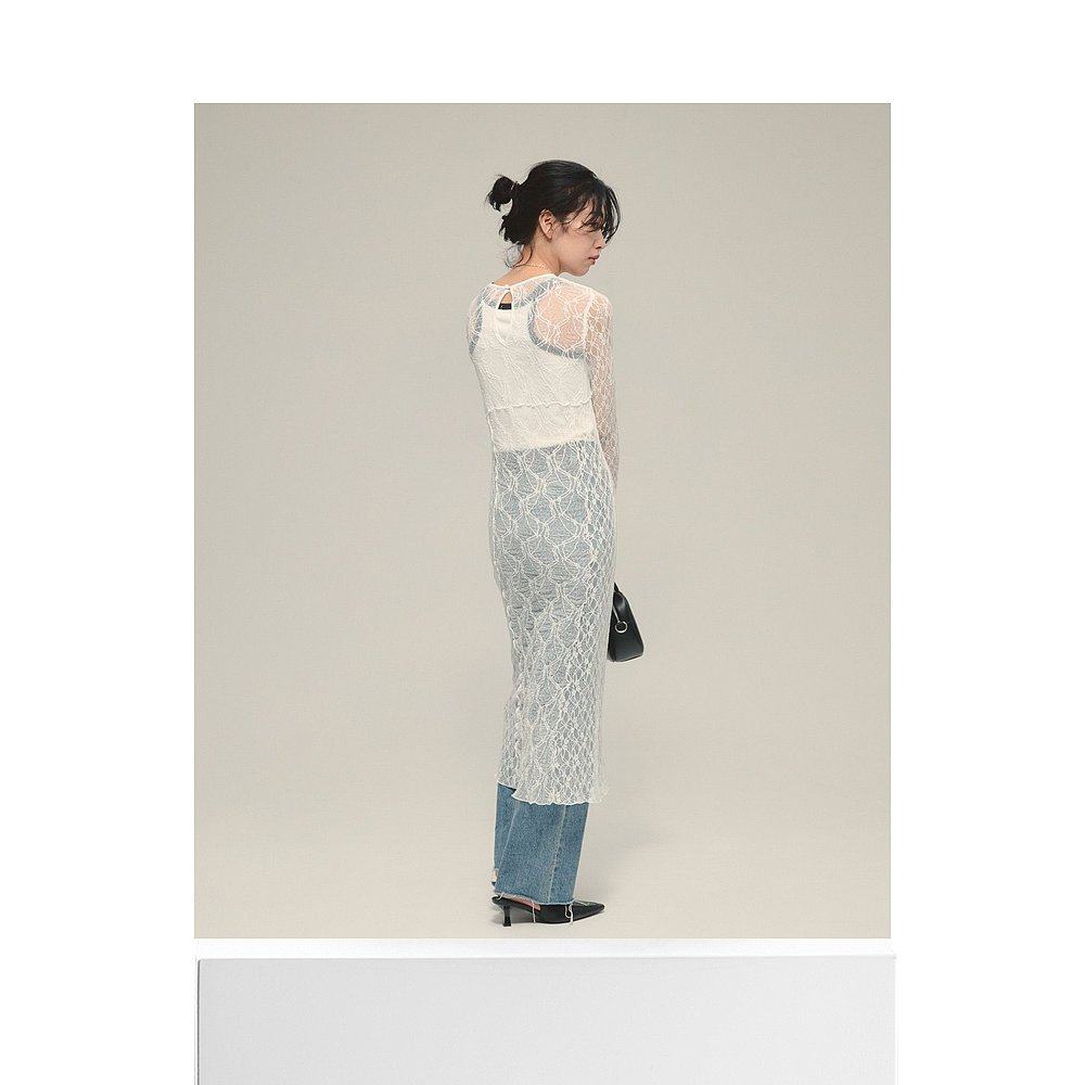 1h可退 日本直邮eL 女士修身蕾丝连衣裙 弹力舒适 586797 - 图3