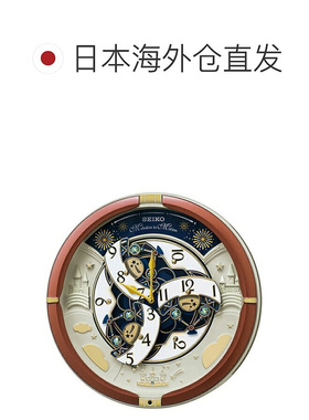 日本直邮SEIKO精工RE601B石英挂钟装饰棕色走时音乐报时进口时钟