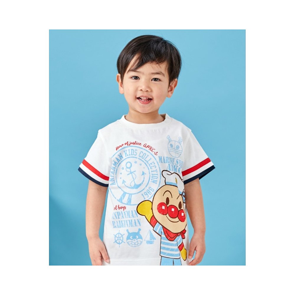 日本直邮ANPANMAN KIDS COLLECTION儿童三色海军风T恤 舒适纯棉材 - 图0