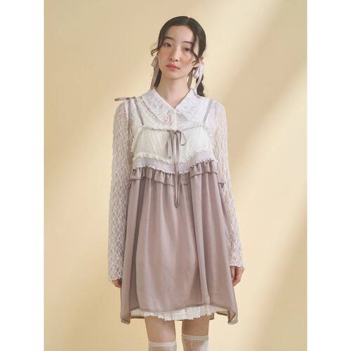 日本直邮merry jenny 女装 宽松缎面蝴蝶结吊带罩衫 2826104007 - 图0