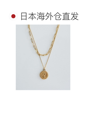 日本直邮earth music&ecology 女士 不锈钢双层硬币项链 01001450