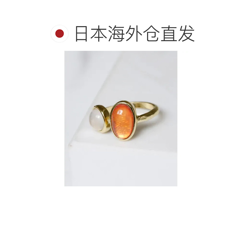 ANE MONE ANEMONE women's color stone fork ring unique design highlights personality the first choice for accessories
