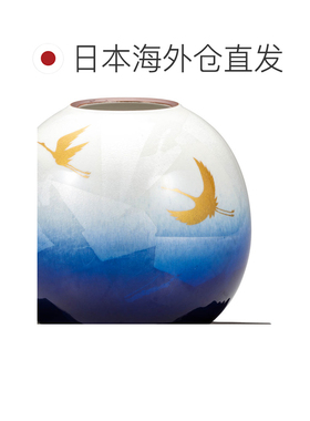 日本直邮九谷烧礼品包装 5.5 英寸花瓶 (带底座) 镀银双鹤花瓶 人
