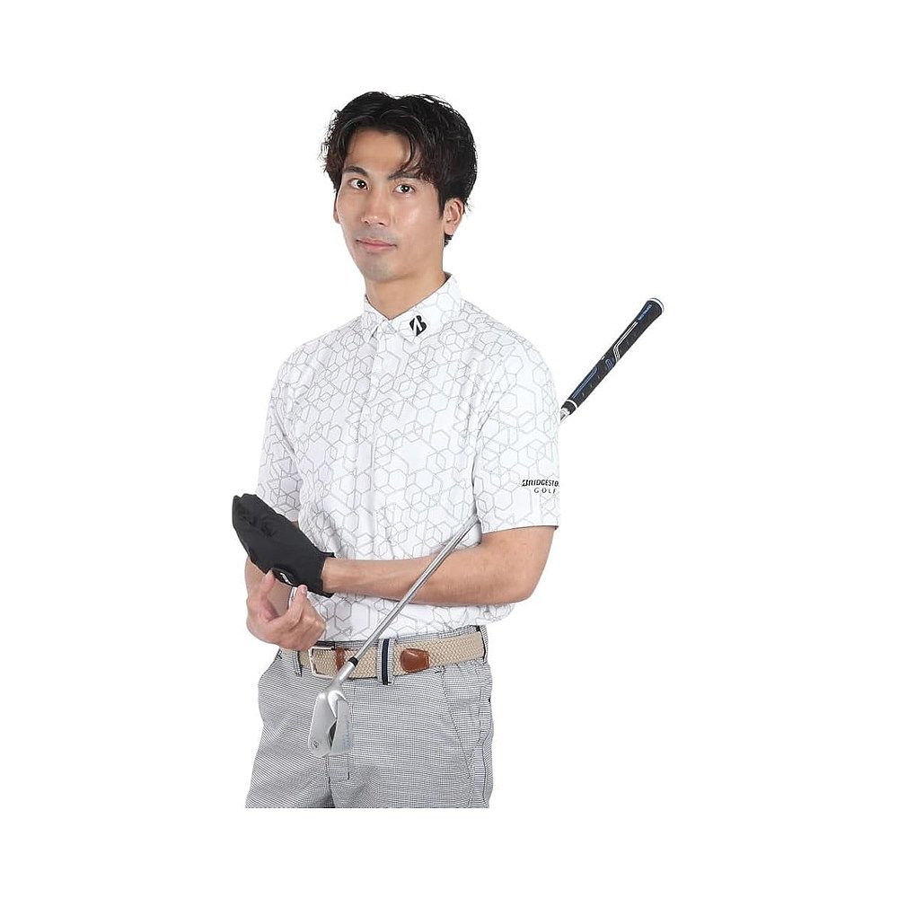 【日本直邮】普利司通高尔夫 AGM03A 男款短袖高尔夫衬衫 白色 - 图0