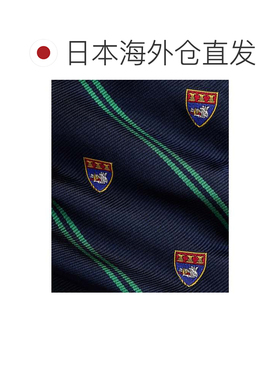 日本直邮Ralph Lauren 条纹真丝俱乐部领带 410海军蓝学院风