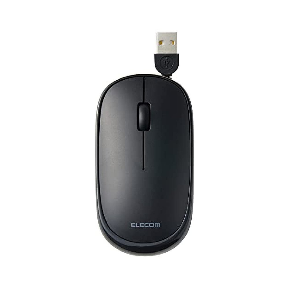 【日本直邮】Elecom宜丽客 有线鼠标静音薄3键绕线黑色M-TM10UBBK - 图0