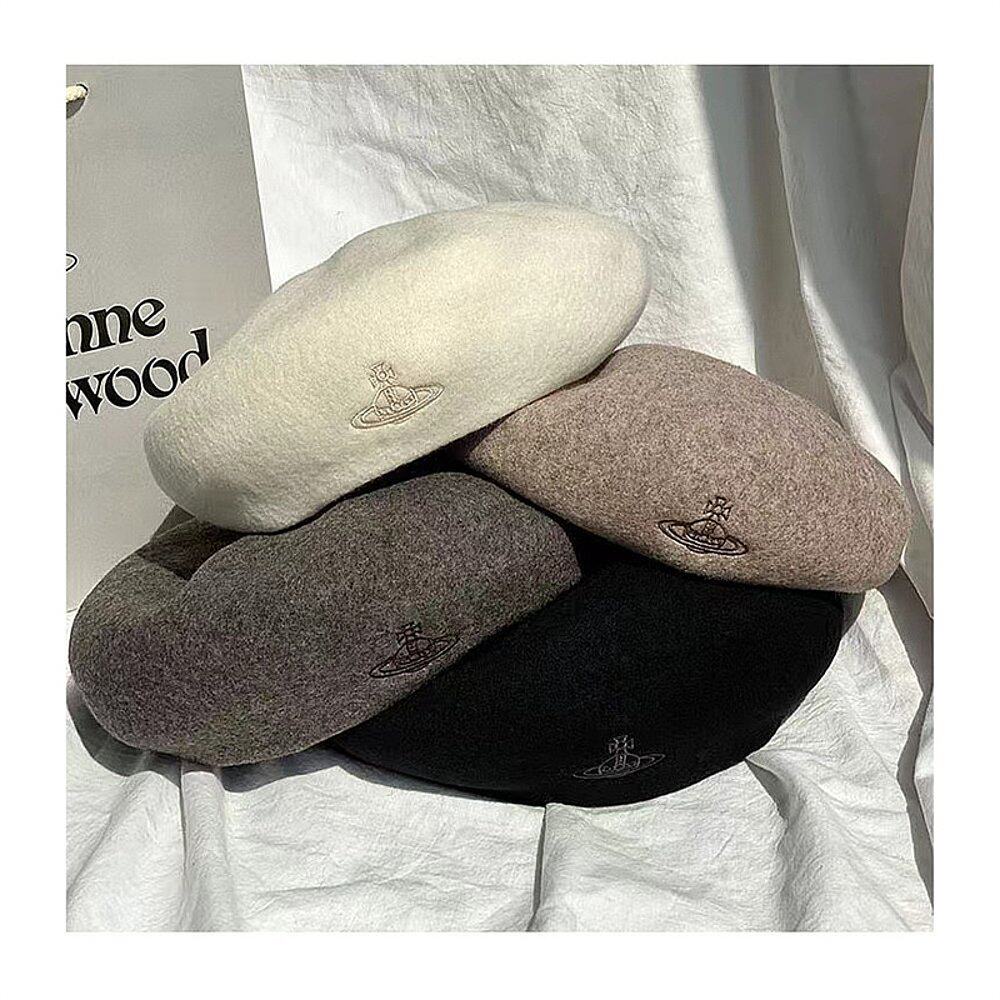 日本直邮西太后土星女款刺绣羊毛时尚贝雷帽复古帽子2025春秋新款